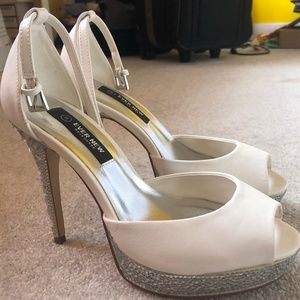 Ever New White Sparkle Peep Toe Stiletto
